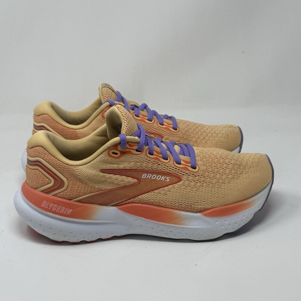 Brooks Glycerin 21 Sneakers Womens 8 Orange Purple Mesh Lightweight Running Shoe
